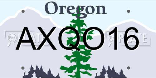 AXQO16 Oregon License Plate