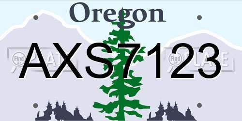 AXS7123 Oregon License Plate
