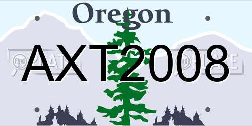 AXT2008 Oregon License Plate