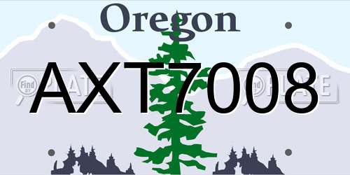AXT7008 Oregon License Plate