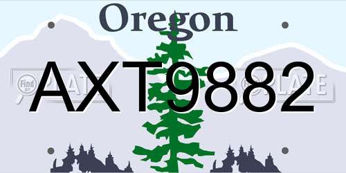 AXT9882 Oregon License Plate