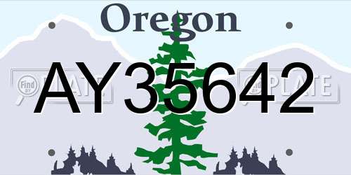 AY35642 Oregon License Plate