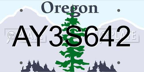 AY3S642 Oregon License Plate