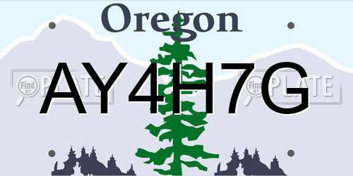 AY4H7G Oregon License Plate