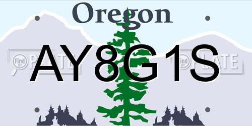 AY8G1S Oregon License Plate
