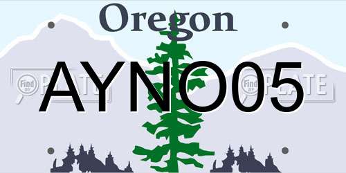 AYNO05 Oregon License Plate