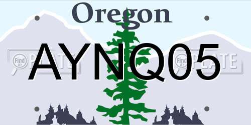 AYNQ05 Oregon License Plate