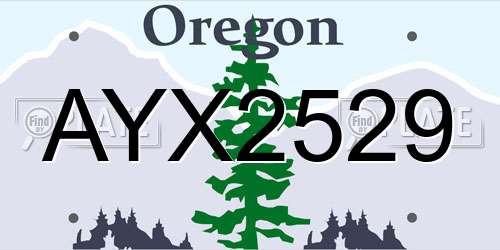 AYX2529 Oregon License Plate