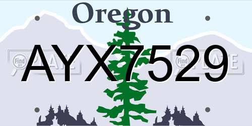 AYX7529 Oregon License Plate