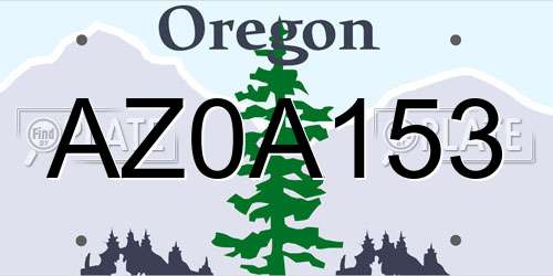 AZ0A153 Oregon License Plate