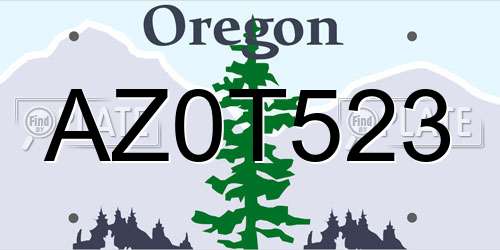 AZ0T523 Oregon License Plate