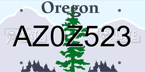 AZ0Z523 Oregon License Plate