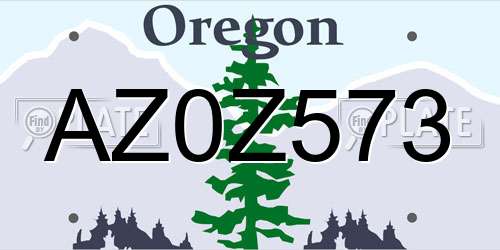 AZ0Z573 Oregon License Plate
