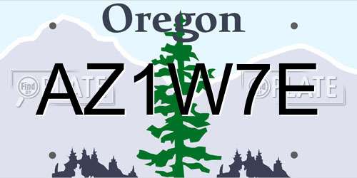 AZ1W7E Oregon License Plate