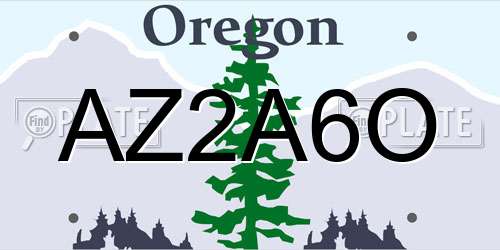 AZ2A6O Oregon License Plate
