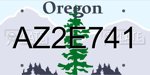 AZ2E741 Oregon License Plate