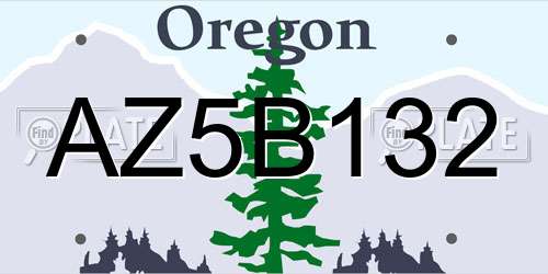 AZ5B132 Oregon License Plate