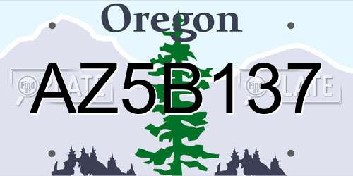 AZ5B137 Oregon License Plate