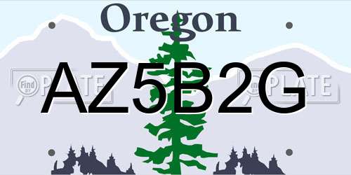 AZ5B2G Oregon License Plate