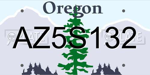 AZ5S132 Oregon License Plate
