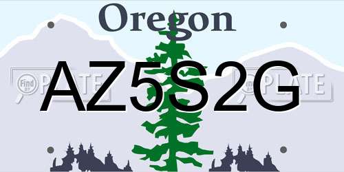 AZ5S2G Oregon License Plate