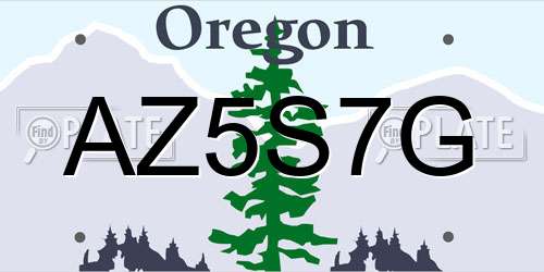 AZ5S7G Oregon License Plate