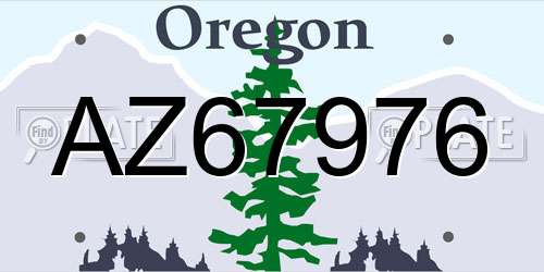 AZ67976 Oregon License Plate