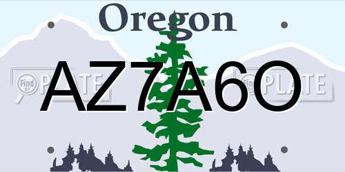 AZ7A6O Oregon License Plate