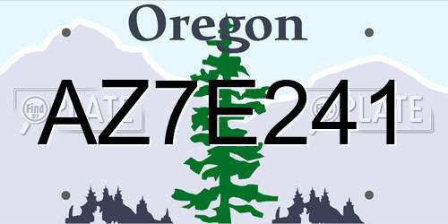 AZ7E241 Oregon License Plate