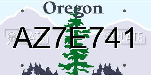 AZ7E741 Oregon License Plate
