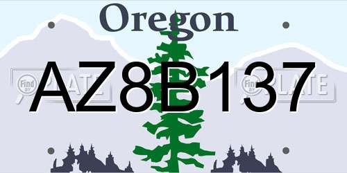 AZ8B137 Oregon License Plate