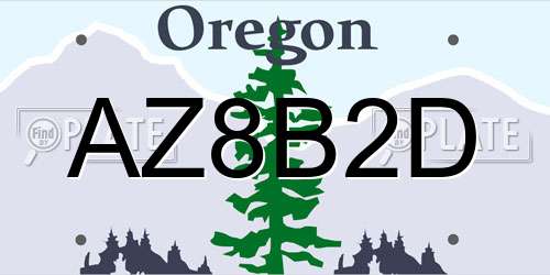 AZ8B2D Oregon License Plate