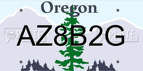 AZ8B2G Oregon License Plate