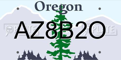 AZ8B2O Oregon License Plate