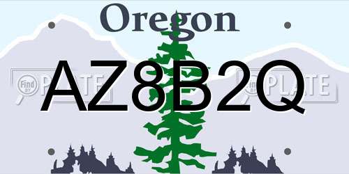 AZ8B2Q Oregon License Plate