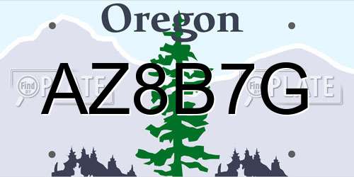 AZ8B7G Oregon License Plate