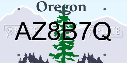 AZ8B7Q Oregon License Plate