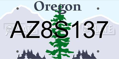 AZ8S137 Oregon License Plate