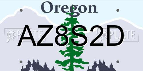 AZ8S2D Oregon License Plate