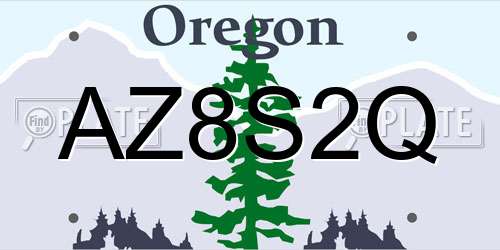 AZ8S2Q Oregon License Plate
