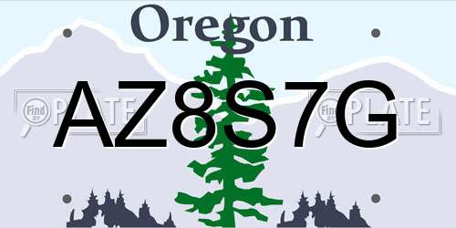AZ8S7G Oregon License Plate