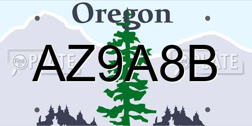 AZ9A8B Oregon License Plate