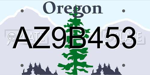 AZ9B453 Oregon License Plate