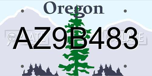AZ9B483 Oregon License Plate