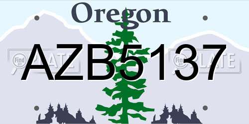 AZB5137 Oregon License Plate