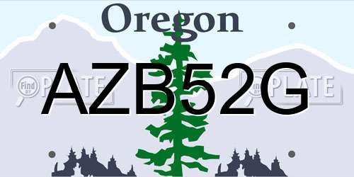 AZB52G Oregon License Plate