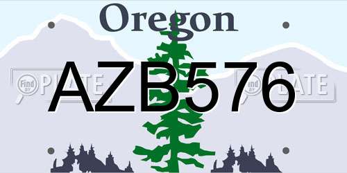 AZB576 Oregon License Plate