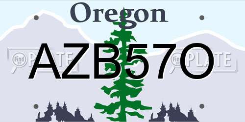 AZB57O Oregon License Plate