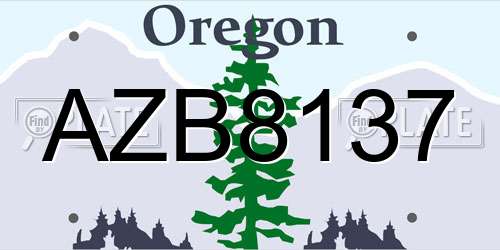 AZB8137 Oregon License Plate