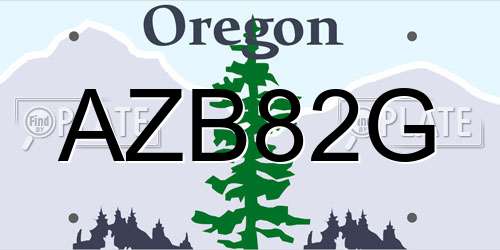 AZB82G Oregon License Plate